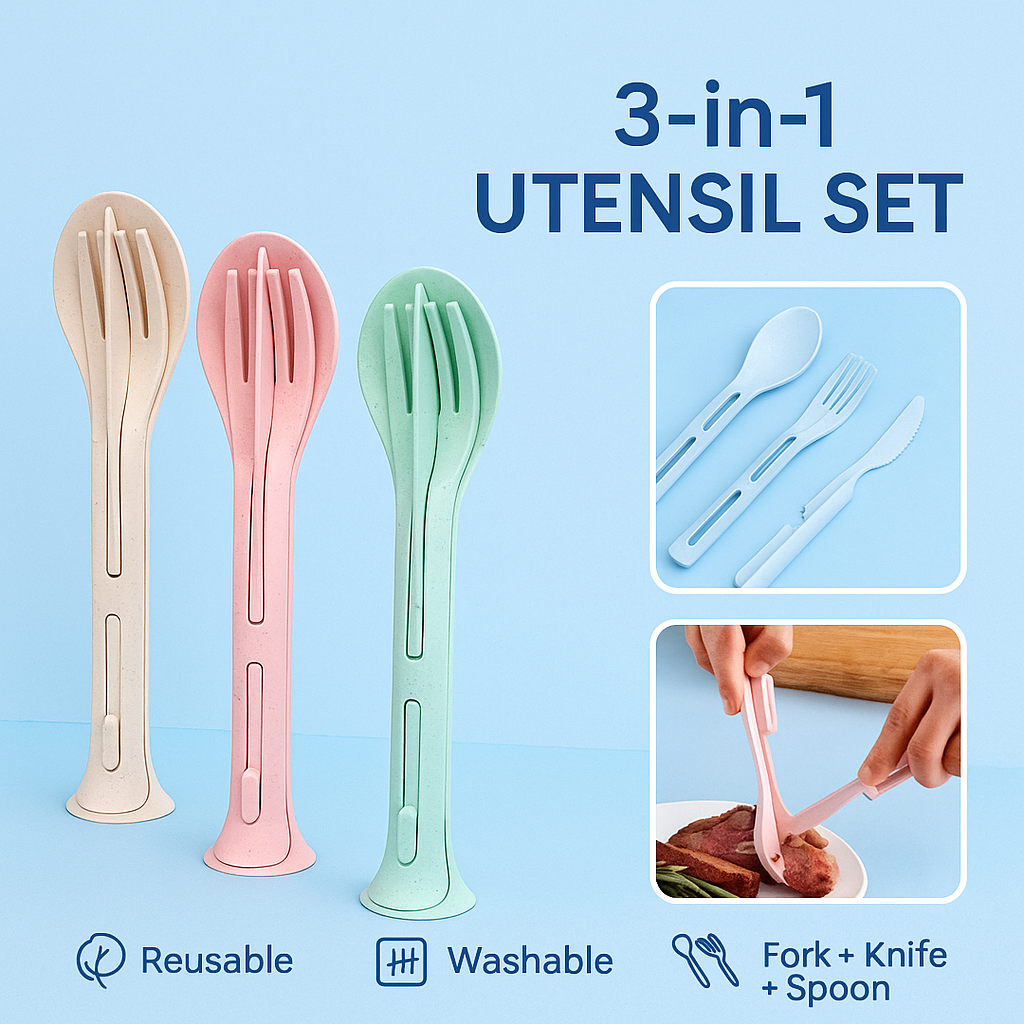 š“ SmartSpork⢠3-in-1 Reusable Travel Cutlery Set