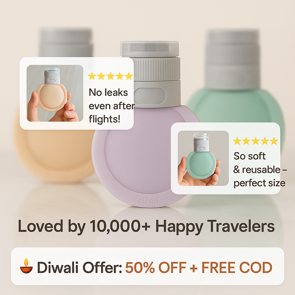 🌈 Everyday Nest™ Travel Silicone Bottles (Pack of 3)