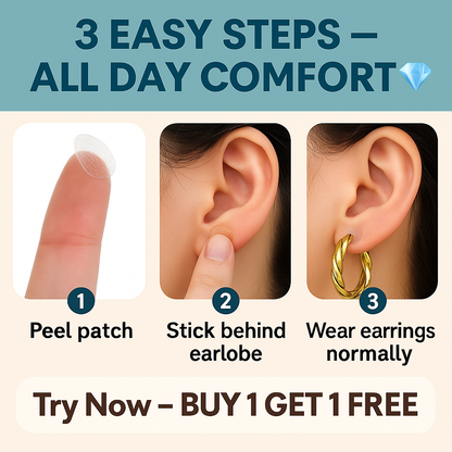 Premium Earlobe Support Patches (100 Pcs, Pack of 2 - TOTAL 200 Pcs) – Buy 1 Get 1 FREE!