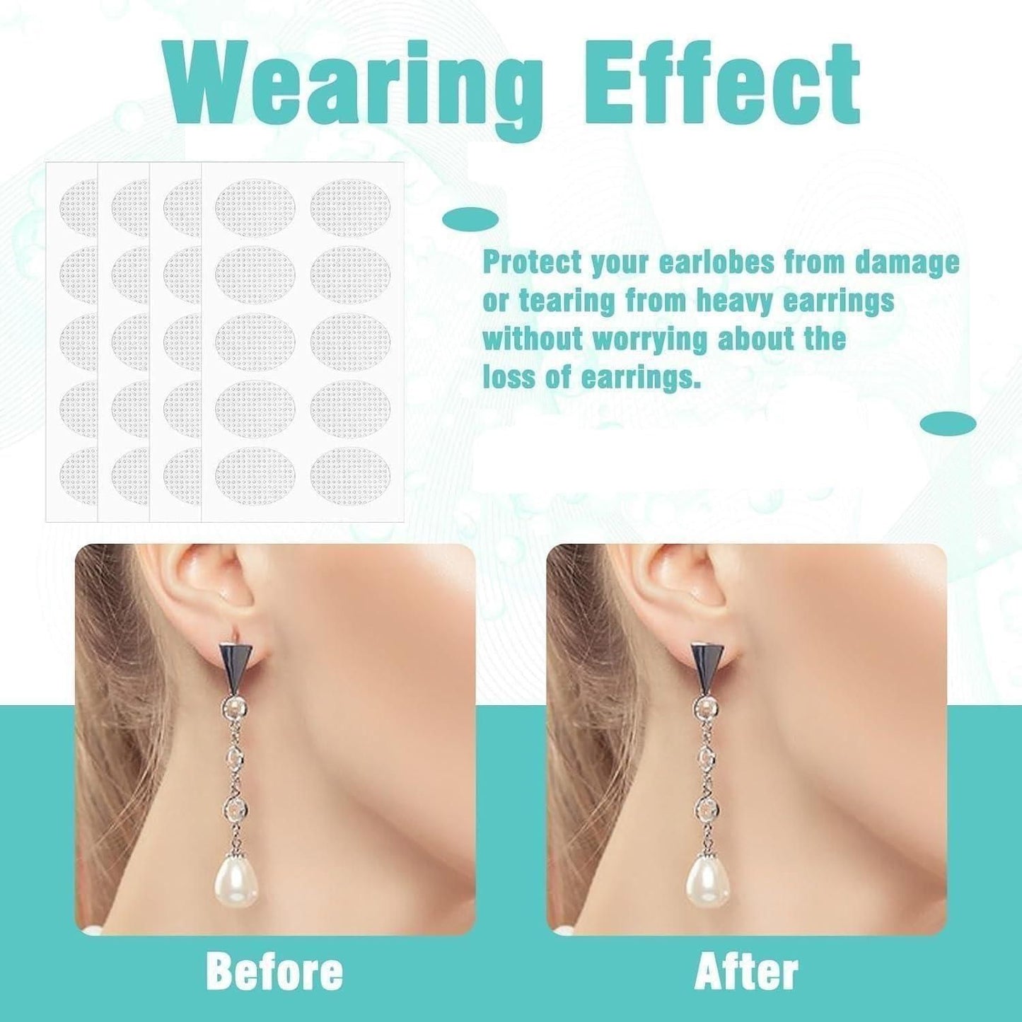 Premium Earlobe Support Patches (100 Pcs, Pack of 2 - TOTAL 200 Pcs) – Buy 1 Get 1 FREE!