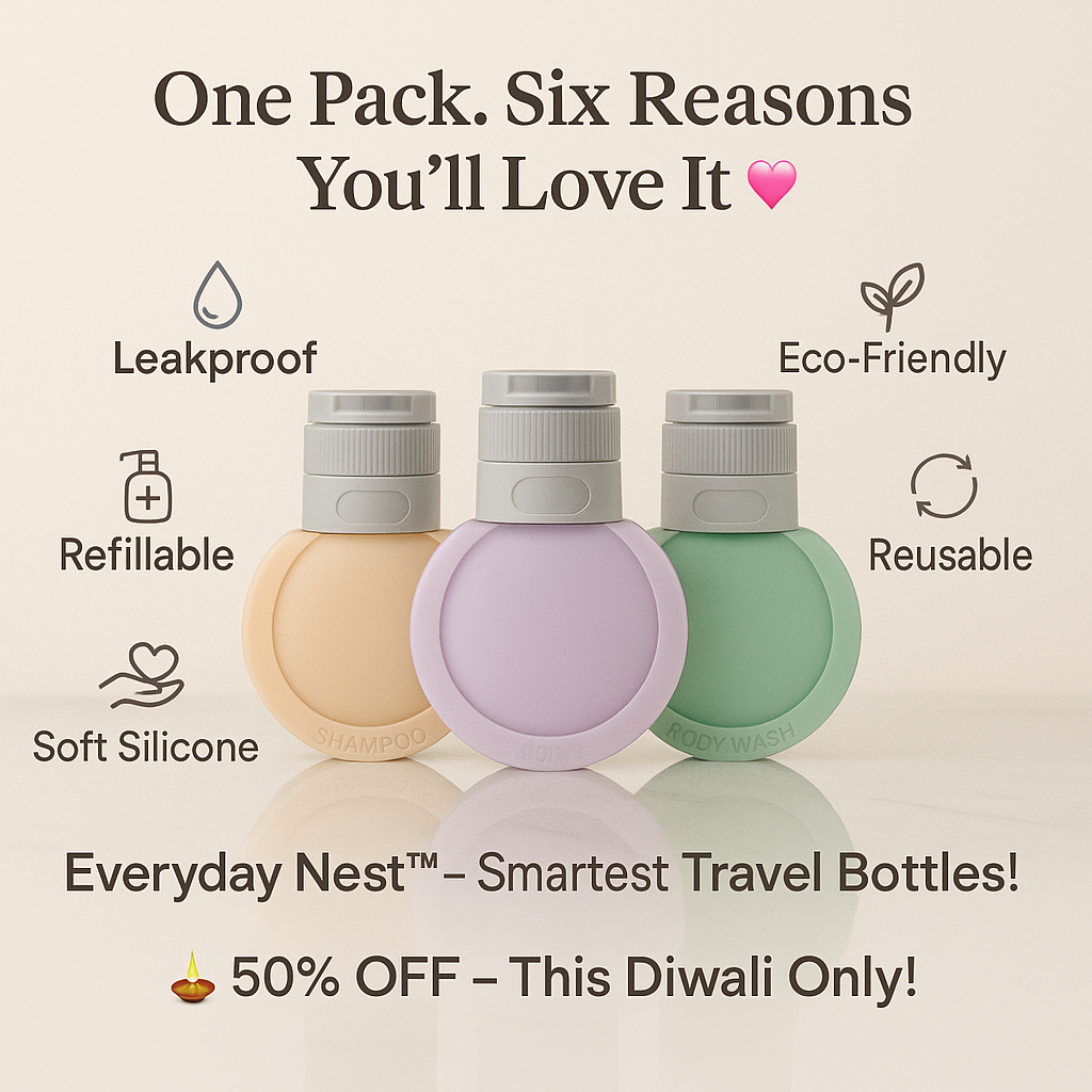 🌈 Everyday Nest™ Travel Silicone Bottles (Pack of 3)