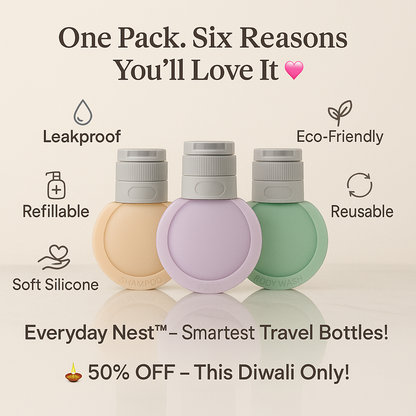 🌈 Everyday Nest™ Travel Silicone Bottles (Pack of 3)