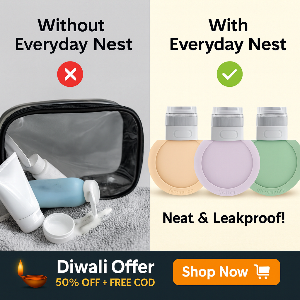 🌈 Everyday Nest™ Travel Silicone Bottles (Pack of 3)