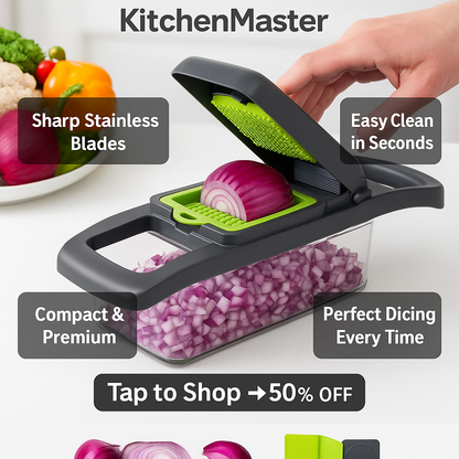 KitchenMaster™ 15-in-1 Premium Veg & Onion Chopper