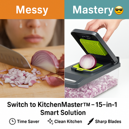 KitchenMaster™ 15-in-1 Premium Veg & Onion Chopper
