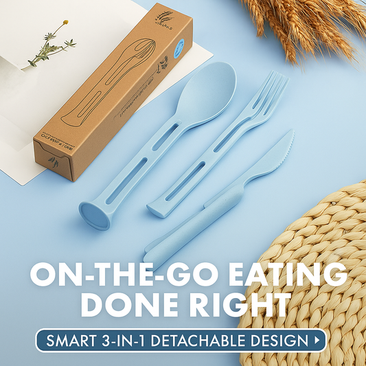 🍴 SmartSpork™ 3-in-1 Reusable Travel Cutlery Set
