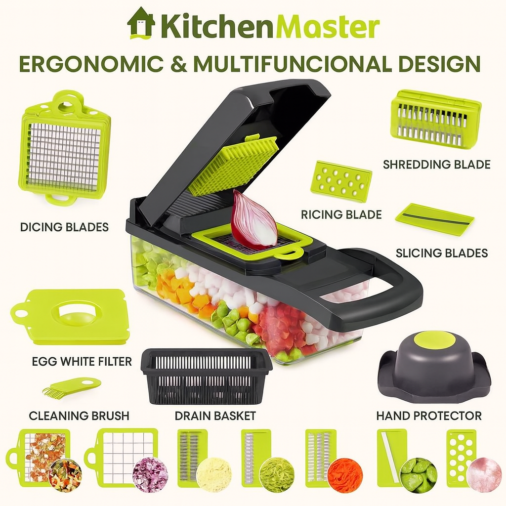 KitchenMaster™ 15-in-1 Premium Veg & Onion Chopper